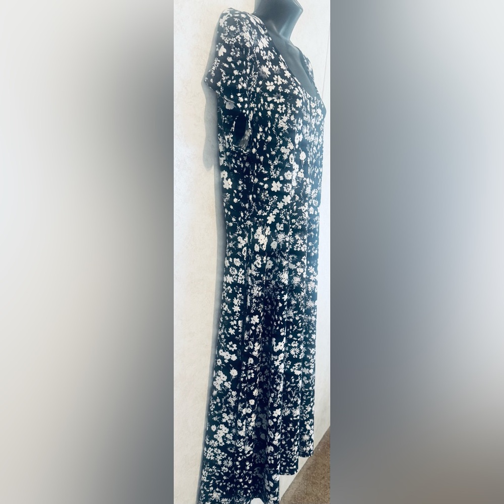 52seven Fit & Flare Maxi Women's Dress Black White Floral Cap Sleeve Size XL - Picture 3 of 14